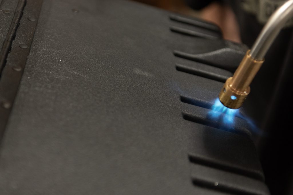 Blowtorch on hard case